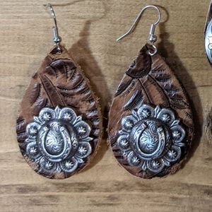 Leather Concho Earrings